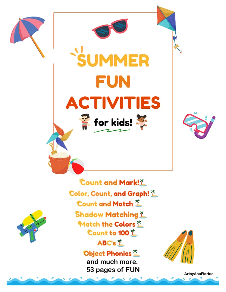 Summer Activities for Kids,  Puzzle, Count and Match, Shadow Matching,Object Phonics and more tech free activities .