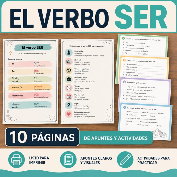 El Verbo Ser Worksheets & Handouts | Spanish Verb Practice Activities