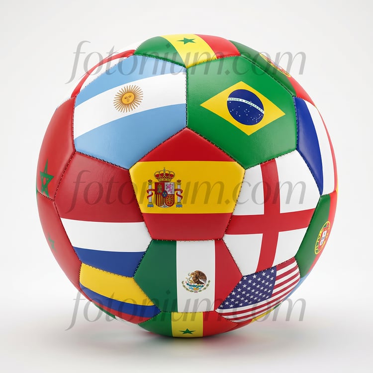 International Soccer Ball with World Flags – Global Football Concept Illustration