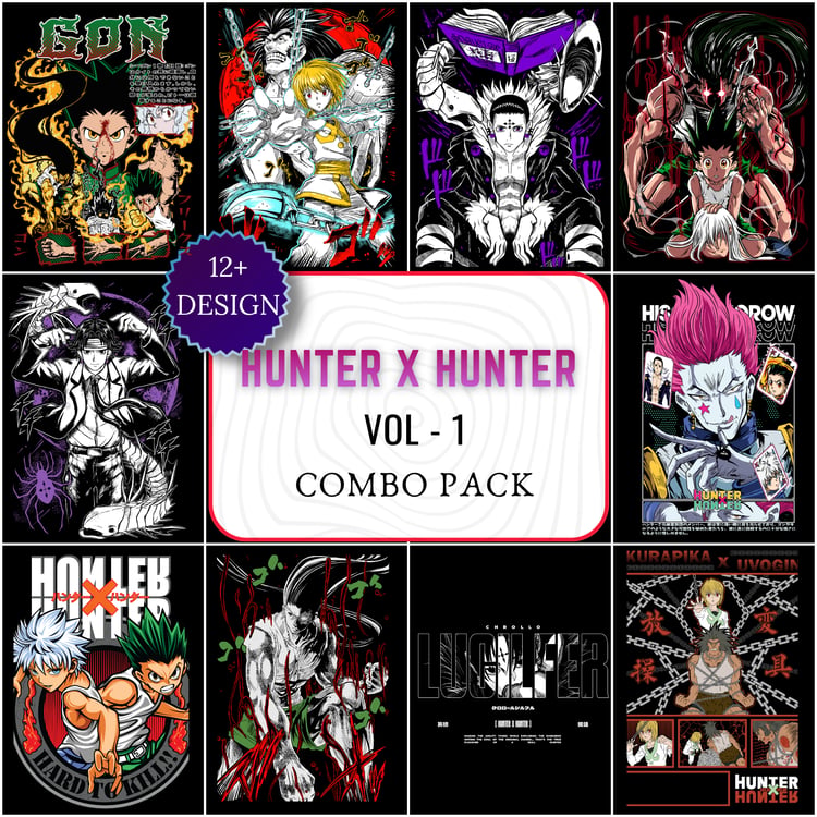 Hunter x Hunter anime combo pack t-shirt design bundle featuring Gon and Killua