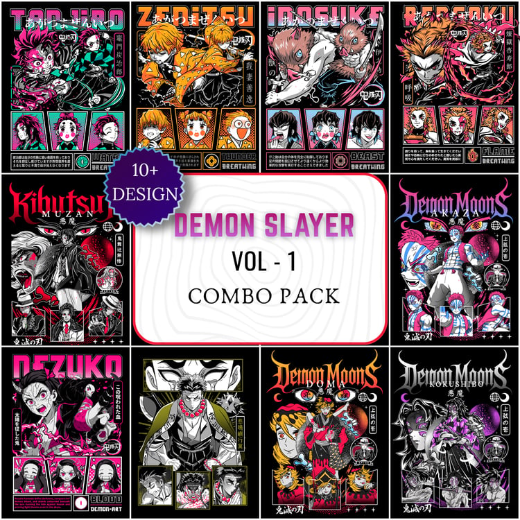 DemonSlayer, KimetsuNoYaiba, TanjiroKamado, NezukoKamado, ZenitsuAgatsuma, InosukeHashibira, Rengoku, Akaza, Kokushibo, Muzan, AnimeTShirtDesign, AnimePNG, AnimeBundle, StreetwearDesign, GraphicTee, PODDesign, AnimeMerch, EditableFile, DigitalDownload, De