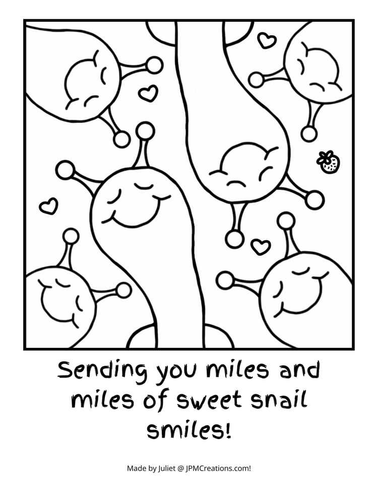 Cute Snail And Friends Miles Of Smiles Coloring Page