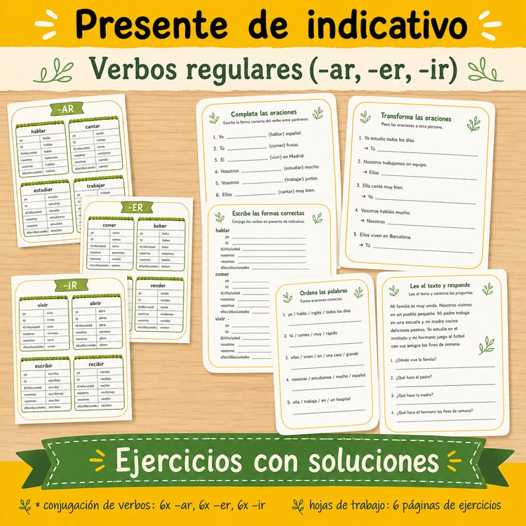 Presente de Indicativo: Verbos Regulares (-AR, -ER, -IR) | Ejercicios y Práctica