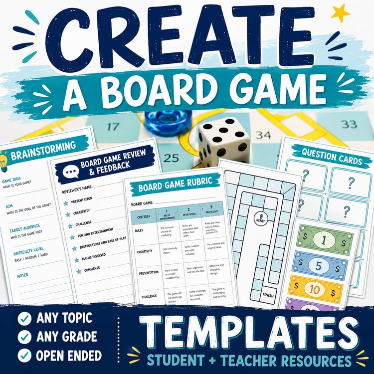 Create a Board Game Project | Project-Based Learning Unit with Templates & STEM Activities