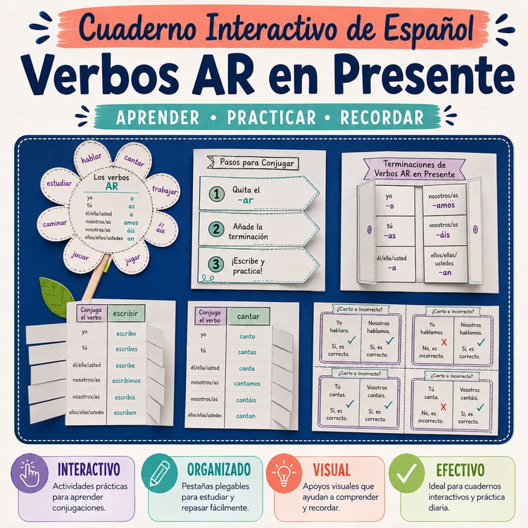 Spanish Present Tense -AR Verbs | Comprehensive Interactive Notebook Activity