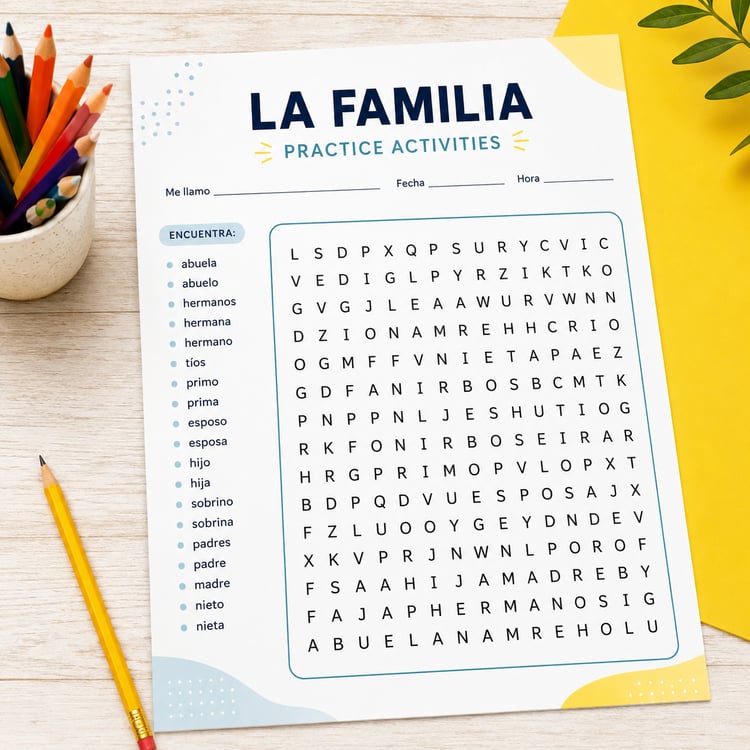 La Familia | Spanish Family Tree Worksheet (Mi Familia) & Sub Plans