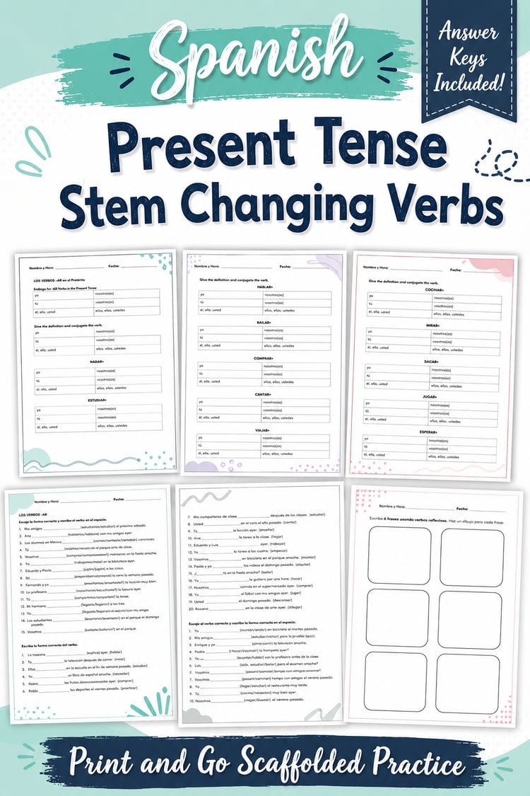 Spanish Stem-Changing Verbs | Conjugation Practice Worksheets