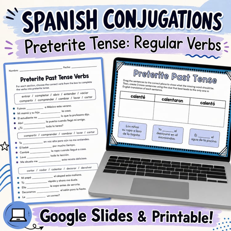 Preterite Past Tense Regular Verbs | Spanish 1–2 Conjugation Practice