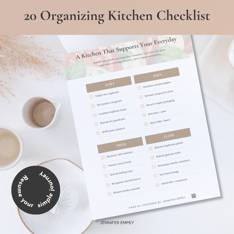 20 Organizing Kitchen Checklist - printable