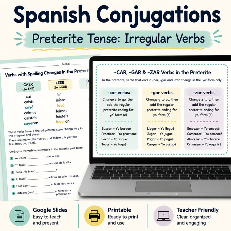 Preterite Past Tense Irregular Verbs | Spanish 1–2 Conjugation Practice