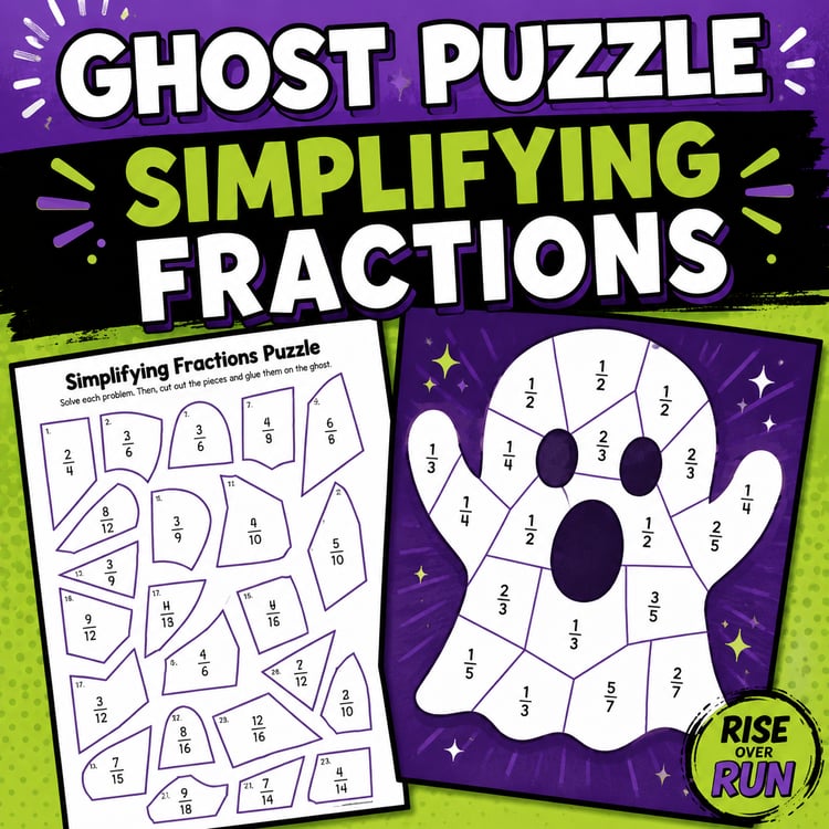 Halloween Math Ghost Puzzle | Simplifying & Equivalent Fractions Activity