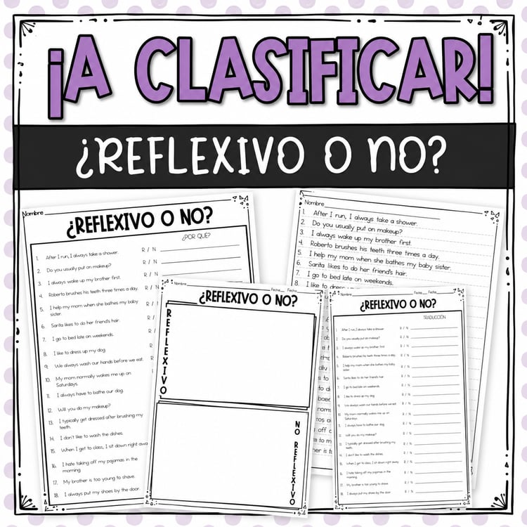 Spanish Reflexive Verbs | Sorting Activity & Practice Worksheets