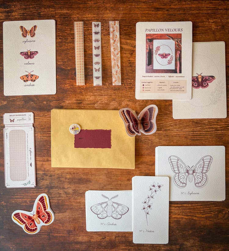 courrier créatif autour de papillon collection un brin coton vintage