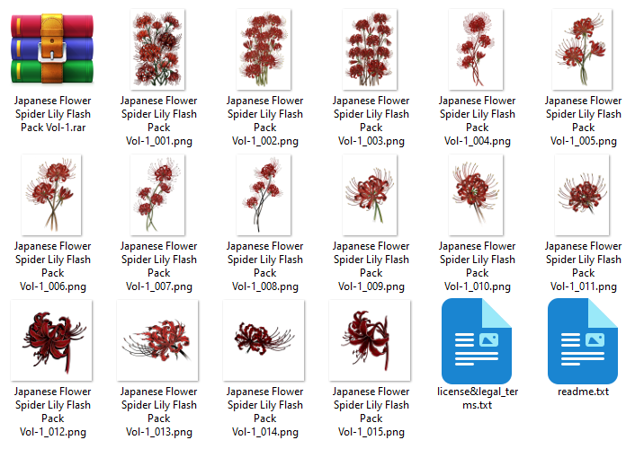 Japanese Flower Spider Lily Flash Pack Vol-1 cover artwork featuring traditional Higanbana tattoo references