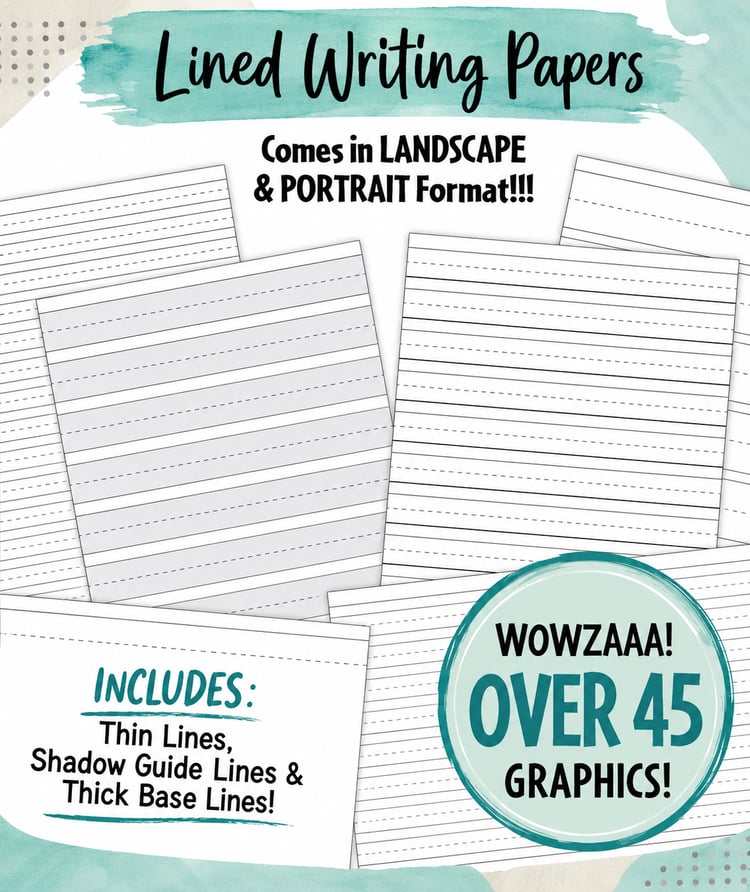 Lined Writing Papers Clipart | Zip-A-Dee-Doo-Dah Designs Writing Templates