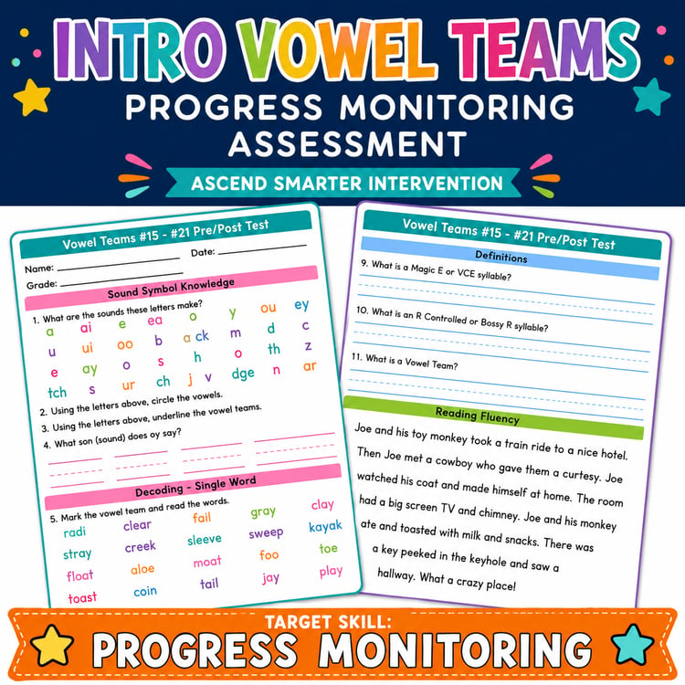 Introduction to Vowel Teams | Progress Monitoring Assessment & Phonics Evaluation