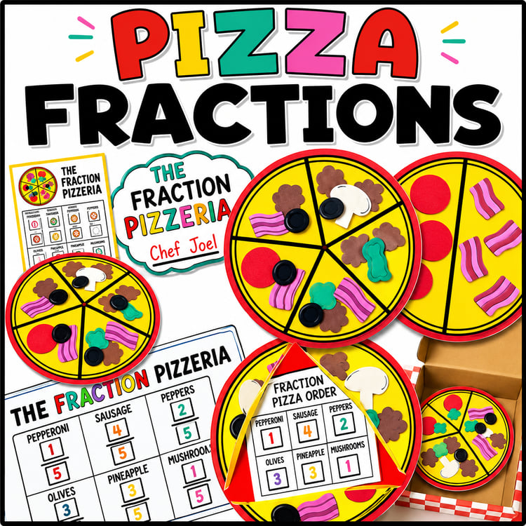 Fraction Pizza Math Craft & Activity | Fractions, Parts of a Whole & Bulletin Board Display