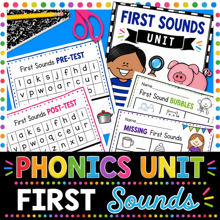 Beginning Sounds Unit | Initial Letter Sounds, Kindergarten Phonics & CVC Word Activities