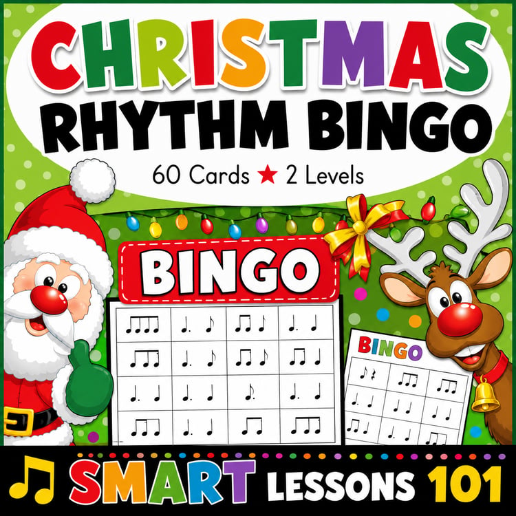 Christmas Rhythm Bingo Flashcard Game | Fun Christmas Music Activity