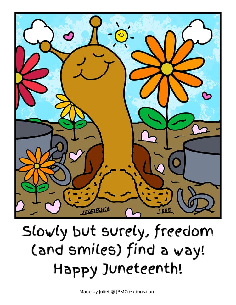 Cute Snail Juneteenth In The Garden Tent Coloring Postcard