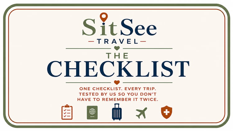 Cover of the SitSee low-step travel packing and prep checklist