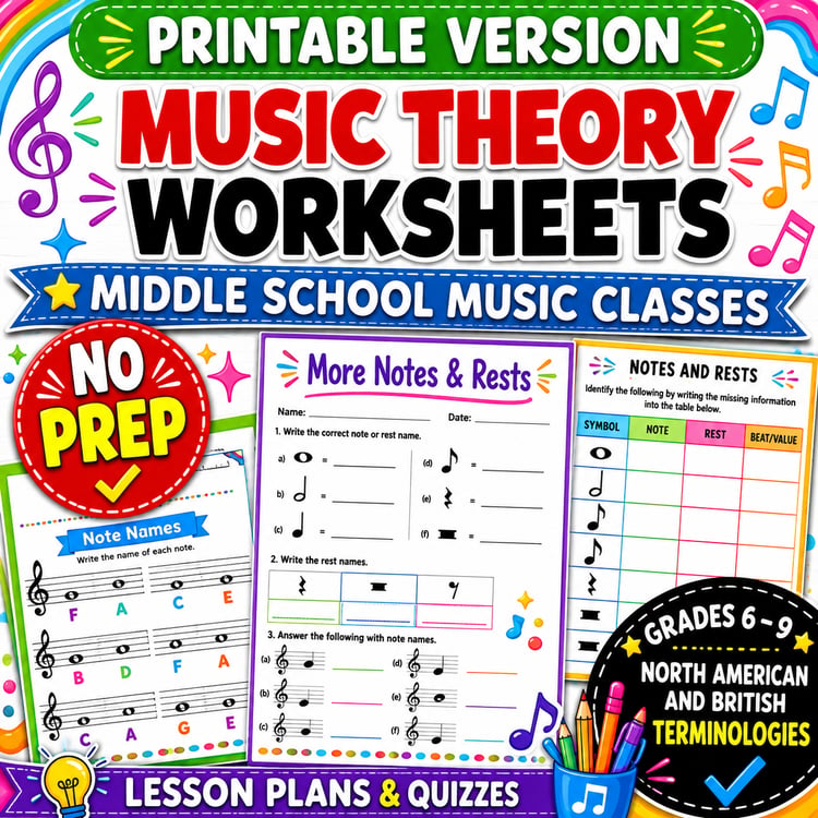 Music Theory Worksheets for Middle School | Lesson Plans, Quizzes & Sub Plans