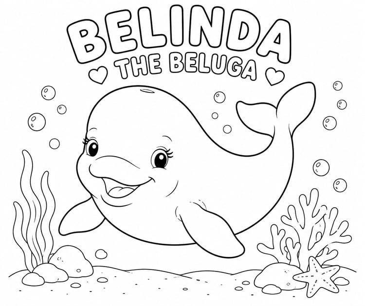 beluga whale coloring page, whale coloring page, ocean coloring page, sea animal coloring page, printable coloring page, cute whale coloring sheet, ocean animals for kids, marine life coloring page, preschool ocean activities, homeschool coloring pages, u