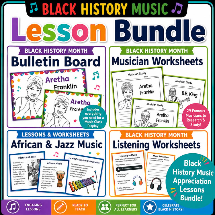 Black History Month Music Research Activities | Listening Worksheets, Research & Music Lessons
