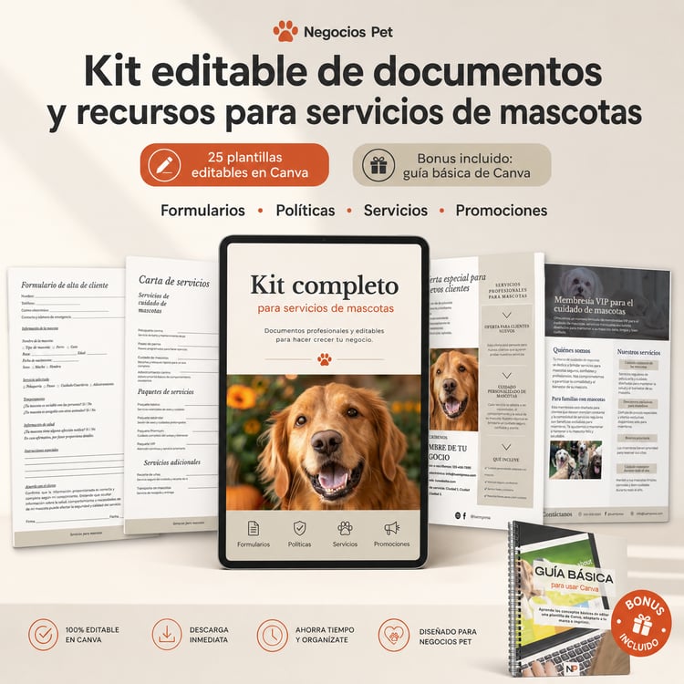 documentos editables para negocios de mascotas