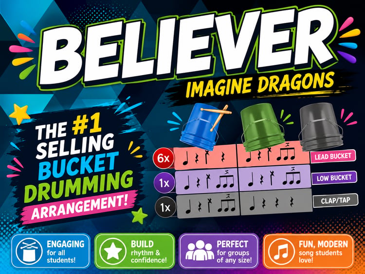 "Believer" by Imagine Dragons | Bucket Drumming Activity & Rhythm Lesson