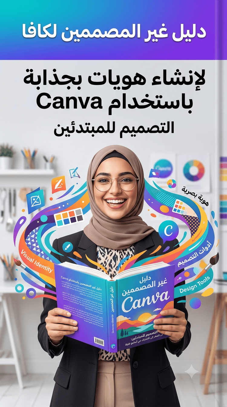 "تحميل كتاب دليل غير المصممين لإنشاء هويات بصرية جذابة باستخدام Canva. تعلم تصميم الجرافيك، الشعارات، وبطاقات العمل من الصفر حتى الاحتراف لرواد الأعمال وصناع المحتوى."