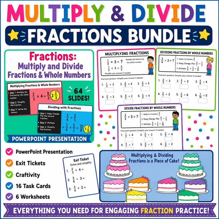 Multiplying & Dividing Fractions Bundle | 5th Grade Math Activities