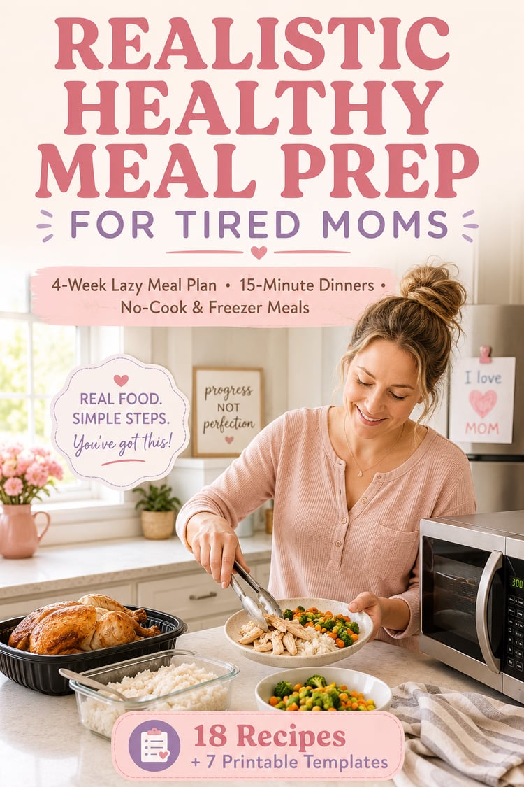 Realistic Healthy Meal Prep for Tired Moms: 4-Week Lazy Meal Plan with 15-Minute Dinners, No-Cook Nights & Freezer Meals