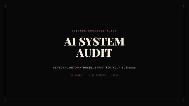 AI System Audit — premium automation blueprint cover in black and gold.
