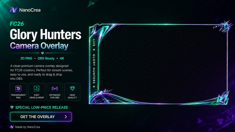 FC26 Glory Hunters 2D camera overlay PNG for OBS and Streamlabs by NanoCrea