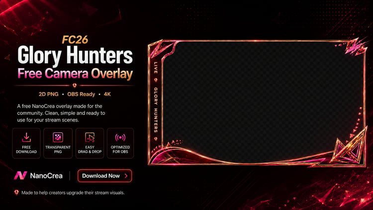 FC26 Glory Hunters 2D camera overlay PNG for OBS and Streamlabs by NanoCrea