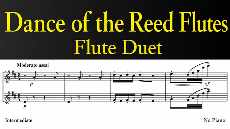 Dance of the Reed Flutes by Tchaikovsky – flute duet sheet music PDF for two flutes, no piano required