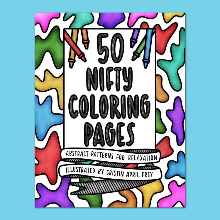 50 Nifty Coloring Pages | Printable Abstract Coloring Book | Hand-Drawn Relaxation Coloring Pages | Digital Download