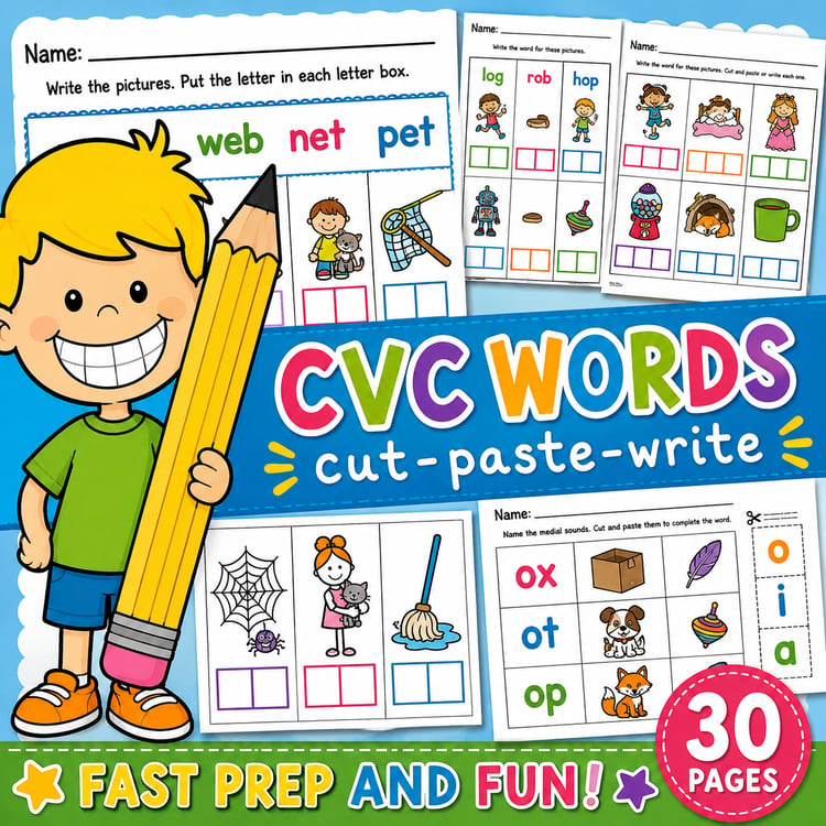 CVC Words Worksheets & Printable Phonics Activities