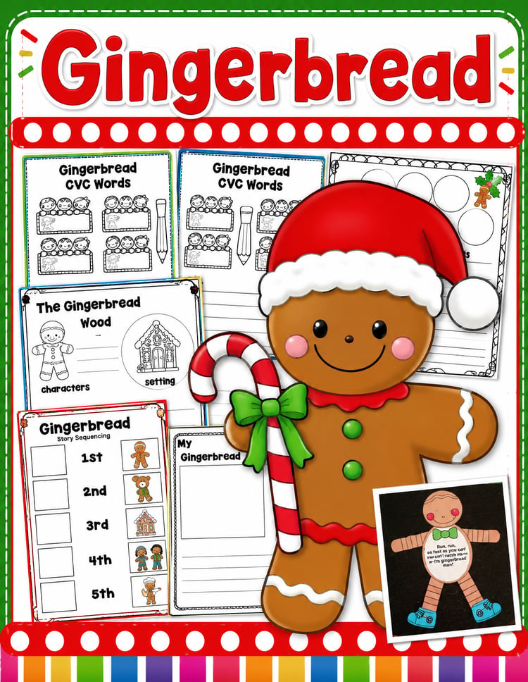 Dollar Deal | Gingerbread Man Printables, Activities & Christmas Craft