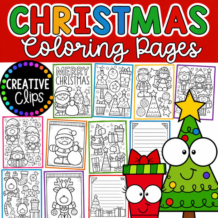Christmas Holiday Coloring Pages & Writing Papers | Santa, Elf & Holiday Coloring Book
