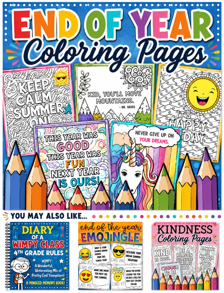 End of the Year Coloring Pages | Summer Coloring Sheets & End-of-School Activities