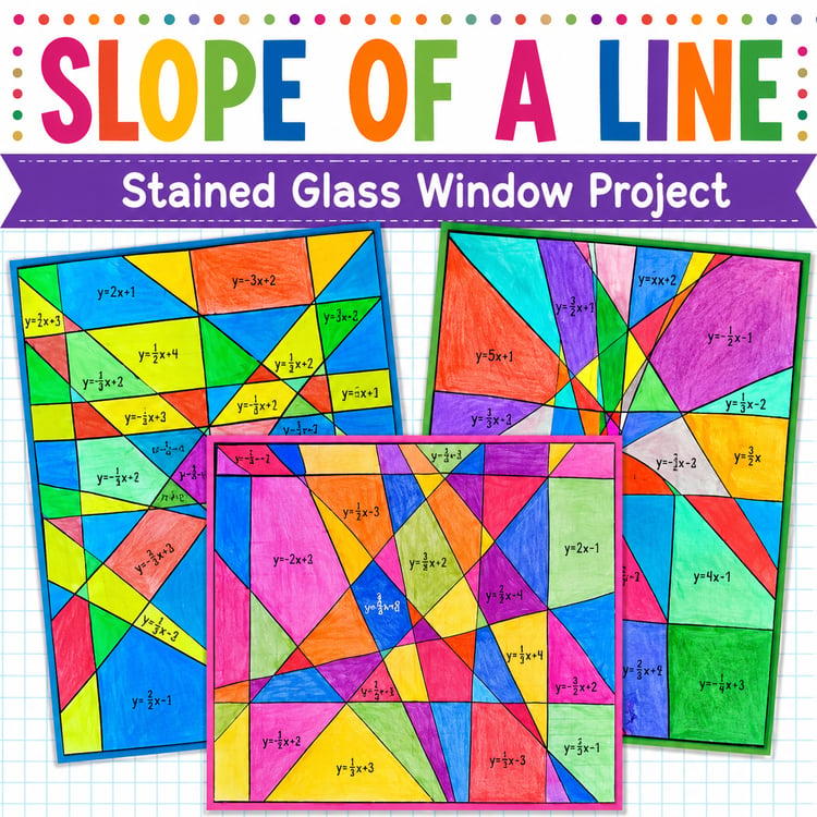 Slope-Intercept Form Activity | Stained Glass Project & Finding Slope Practice