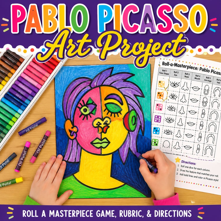 Hispanic Heritage Month Activities | Pablo Picasso Art Lesson & Roll-a-Dice Game