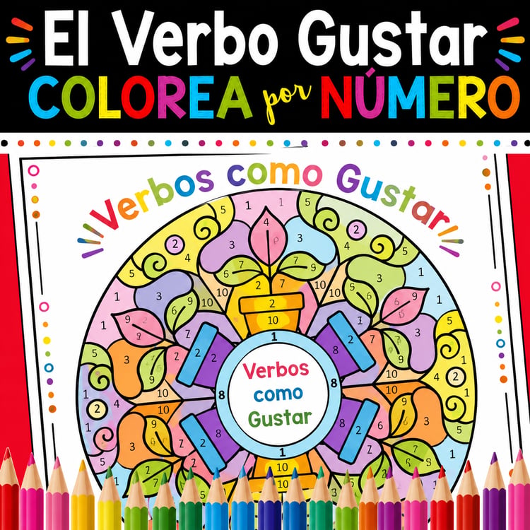 Spanish Verbs Like Gustar Worksheets | Color by Number Activities & Sub Plans