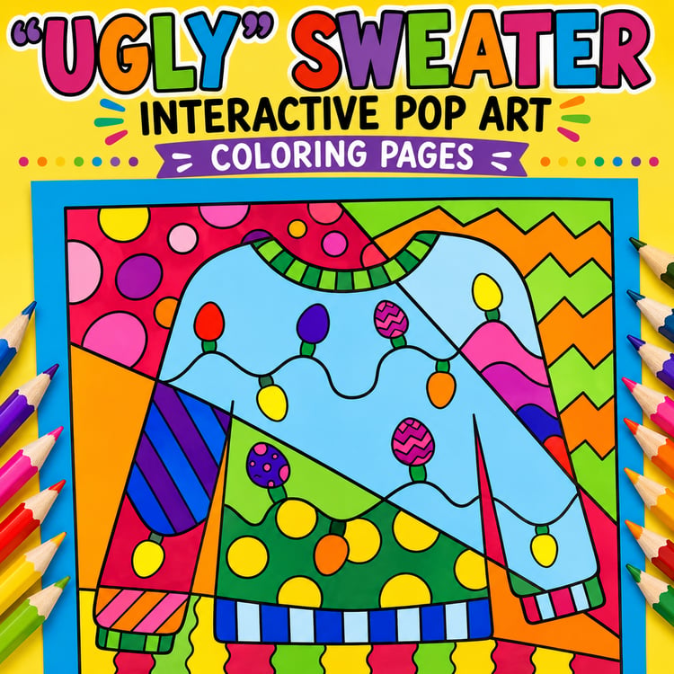 Teacher Timesaver | No-Prep Ugly Holiday Sweater Coloring Pages & Writing Activities