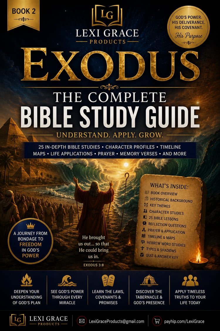 Exodus: The Complete Bible Study Guide — 25 Lessons, Character Profiles & Prayer Journal | LG Products