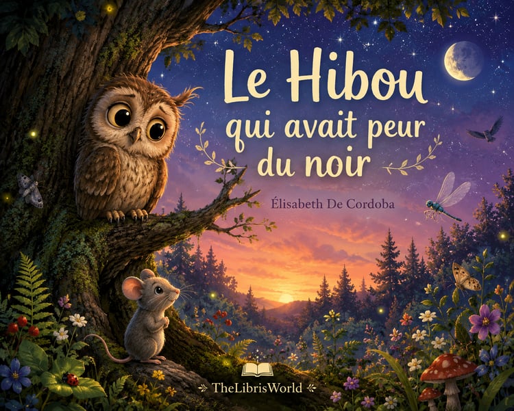 Album jeunesse illustré Le Hibou qui avait peur du noir, histoire sur la peur du noir, l'amitié et le courage pour les enfants de 3 à 7 ans.