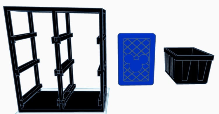 Mouse Inspired Teeny Tote Storage Rack STL/3mf | 6 Bin Organizer Digital Download | 3D Printable Workshop Storage System File perfect gift