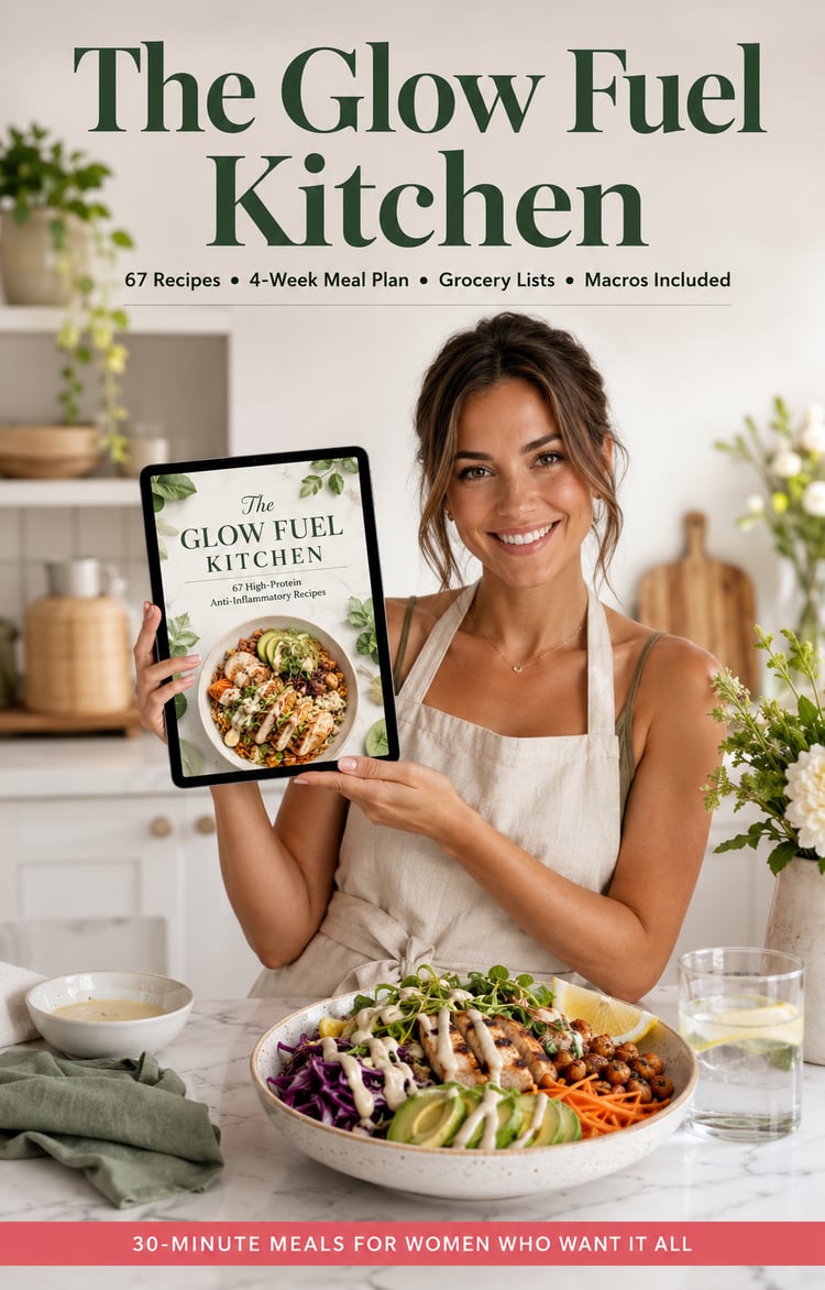 The Glow Fuel Kitchen: 67 High-Protein Anti-Inflammatory Recipes + 4-Week Meal Plan, Grocery Lists & Macro Guide — 30-Minute Meals for Women (Digital Cookbook PDF + Interactive Edition)